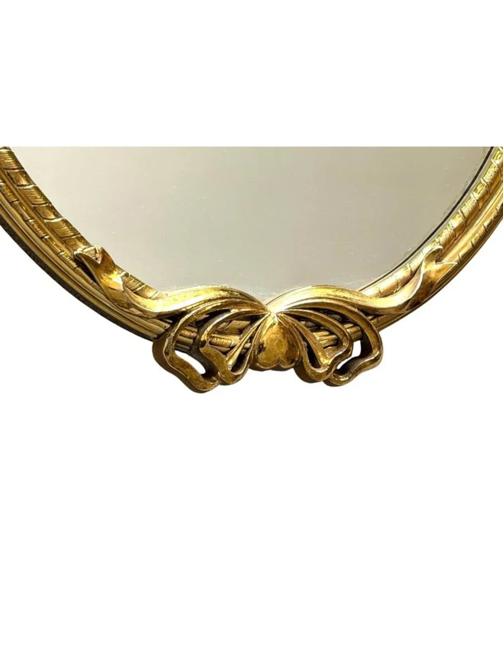 1960s Hollywood Regency gold oval mirror Victorian Baroque style